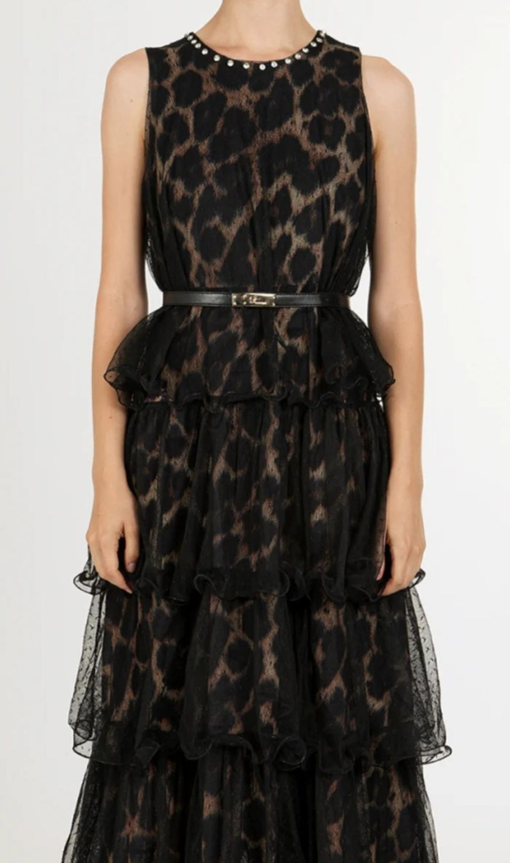 Kaelyn Leopard Mesh Maxi Dress