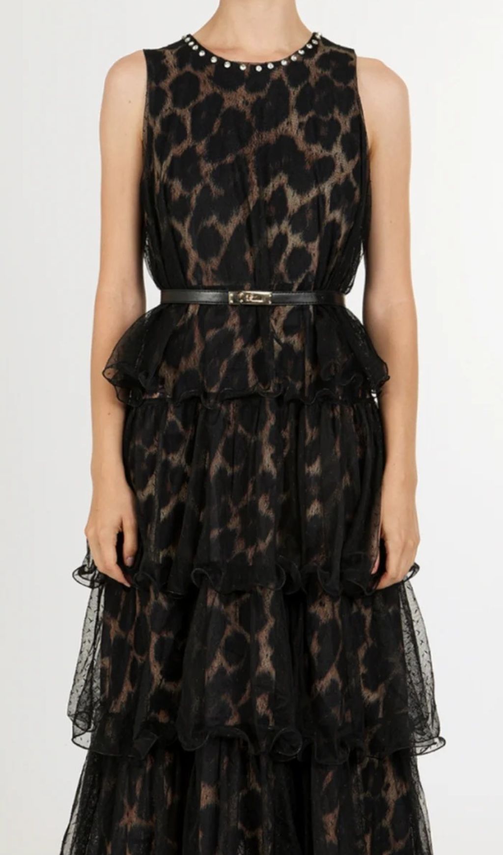 Kaelyn Leopard Mesh Maxi Dress