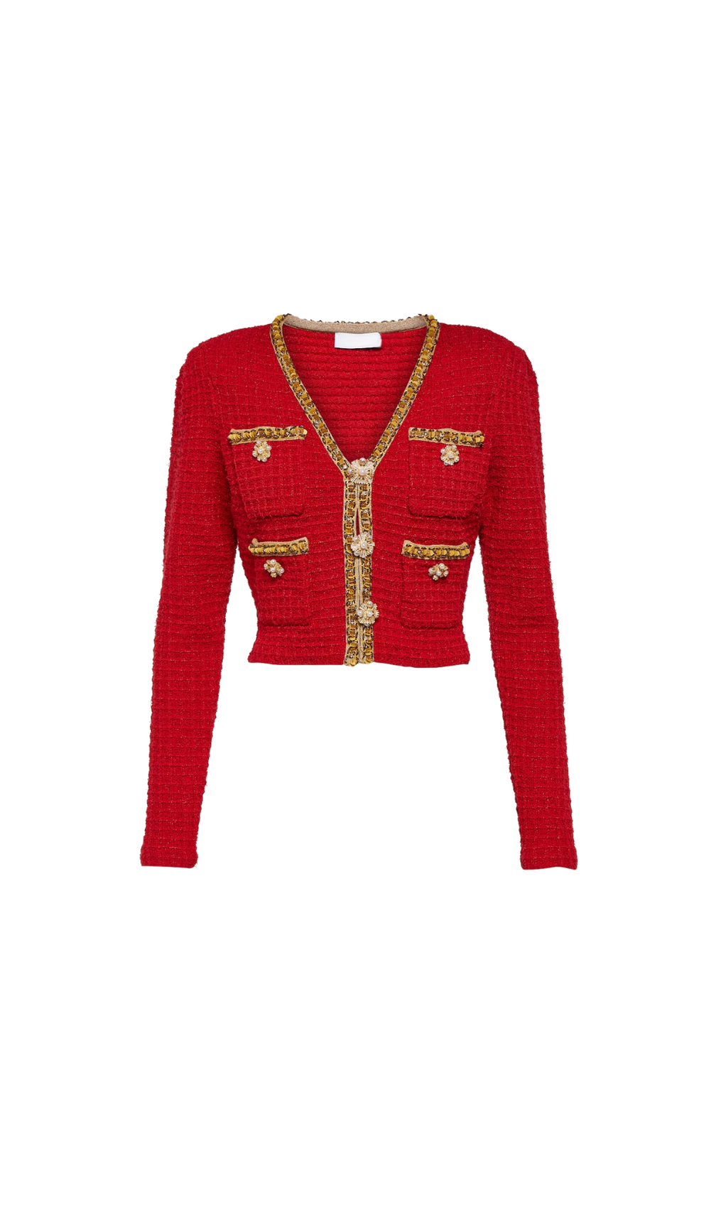 Allura Red Knit V-Neck Cardigan Set - Chic & Cozy for Her