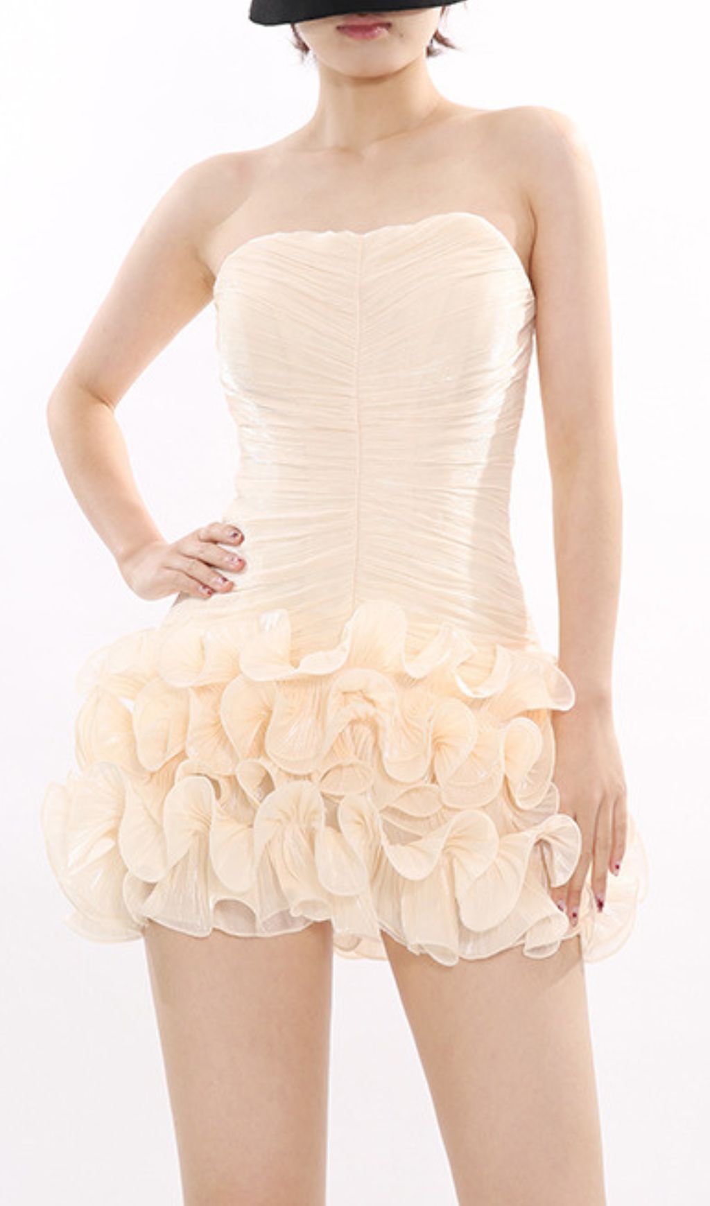 Jessia Chic Strapless Ruched Ruffle Mini Dress - Sweetheart Neckline