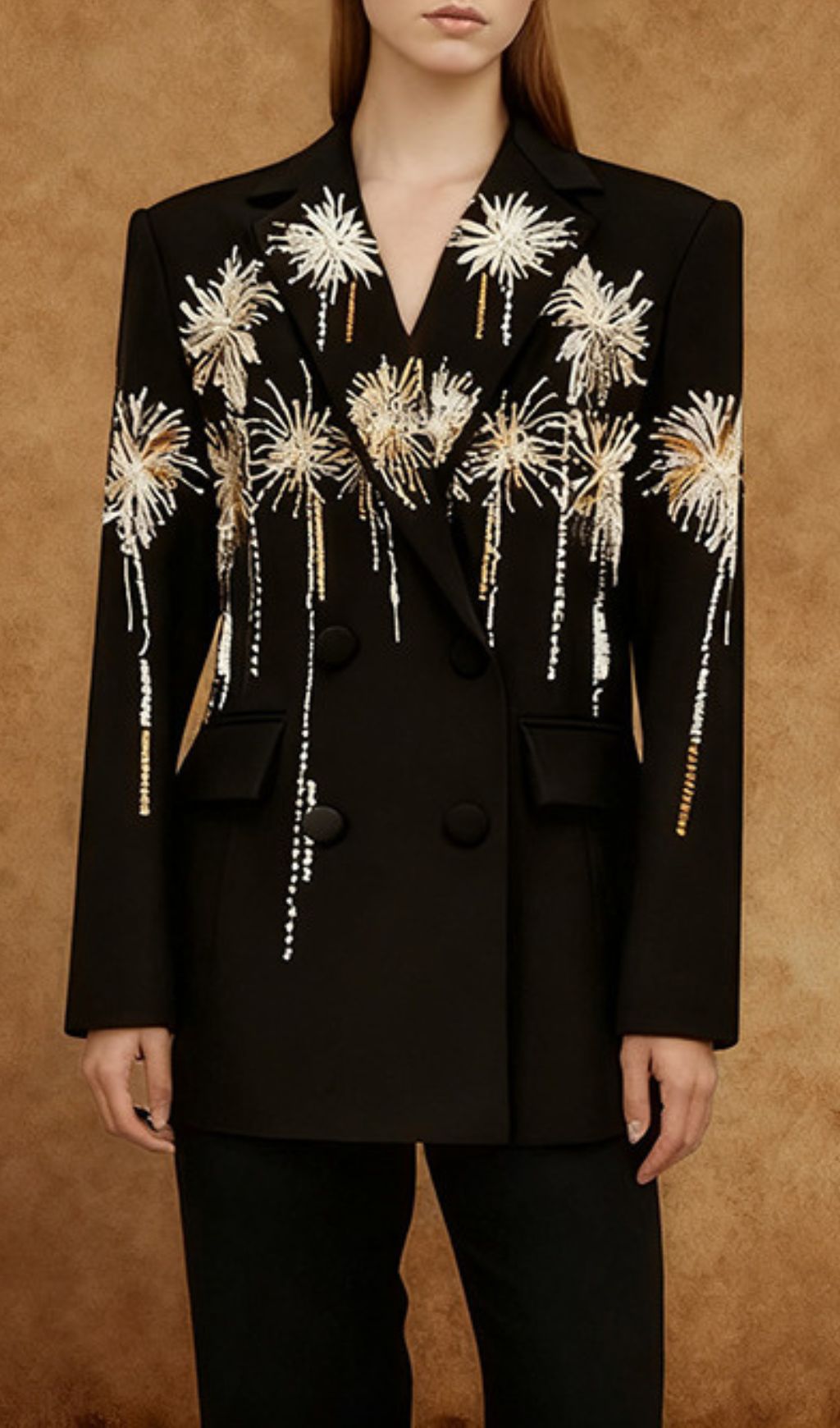 Hibah Firework Embroidered Black Blazer for Women - The Ultimate Statement Piece