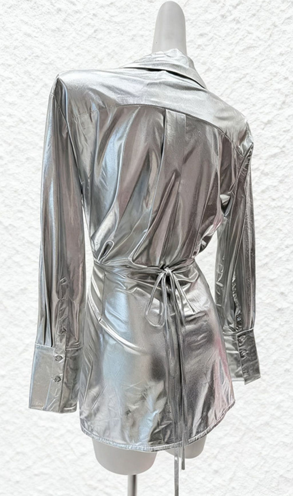 Havana Spotlight: Dazzling Silver Metallic Ruched Mini Dress