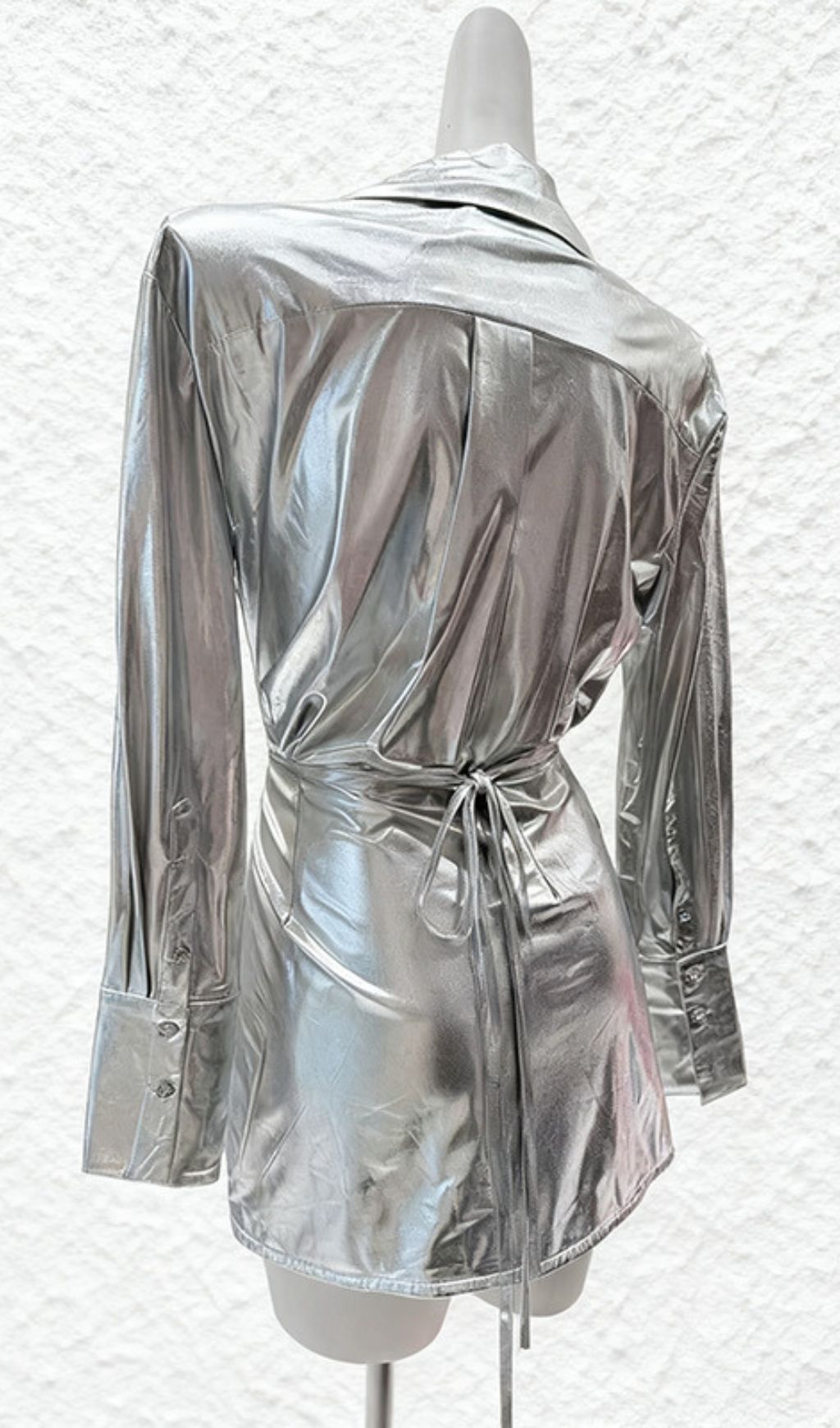 Havana Spotlight: Dazzling Silver Metallic Ruched Mini Dress