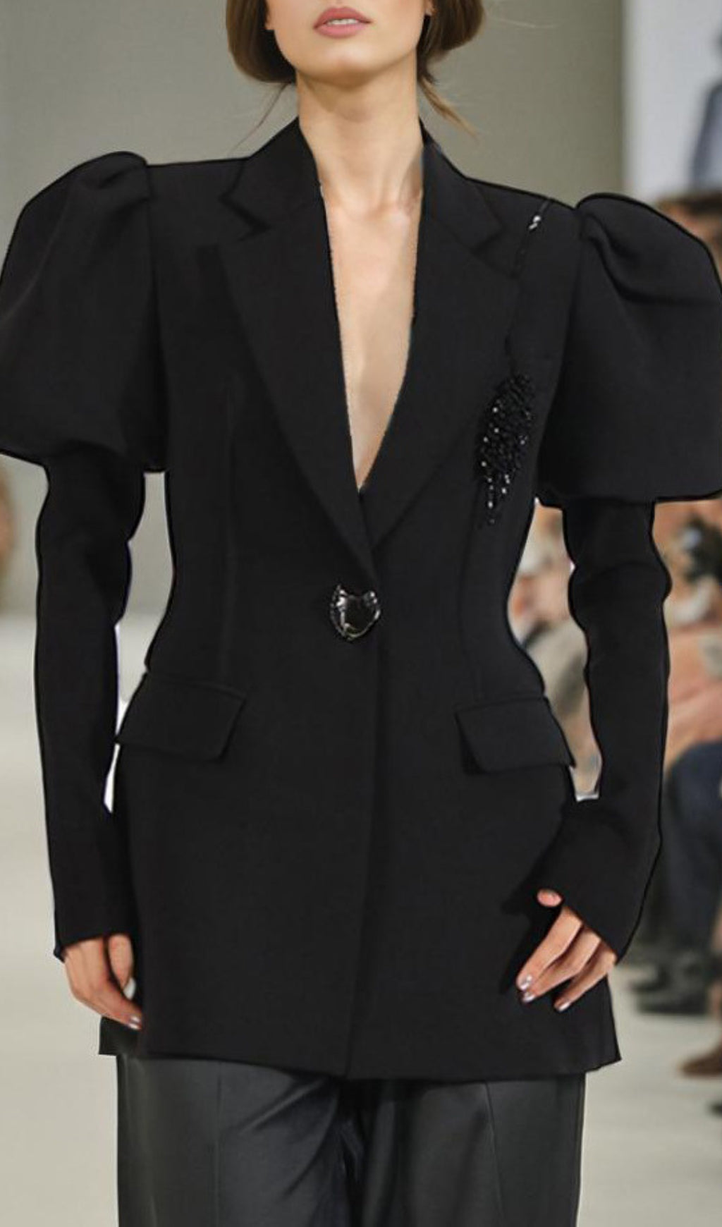 Danit Black Puff Sleeve Blazer