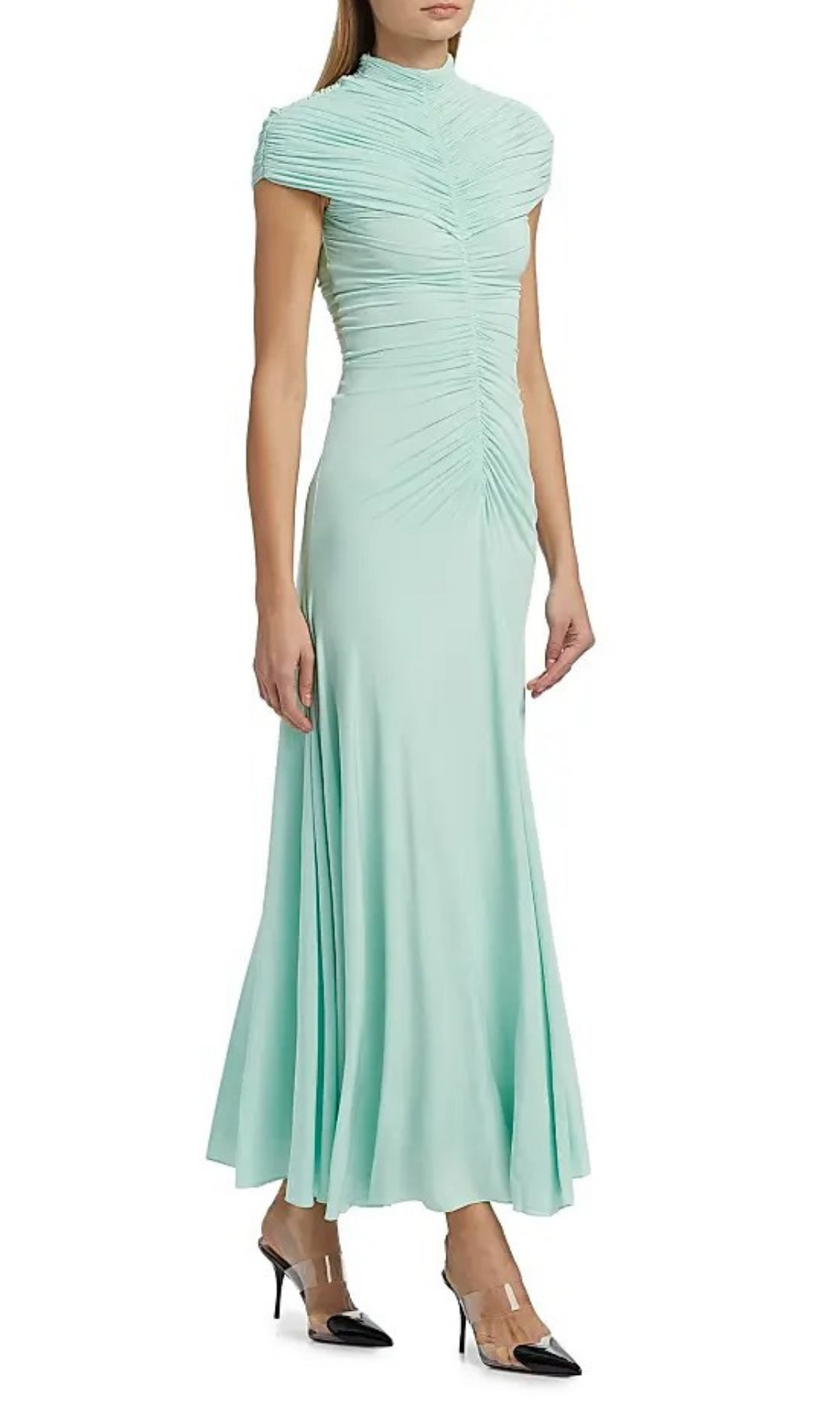 Heinz Green Ruched Maxi Dress