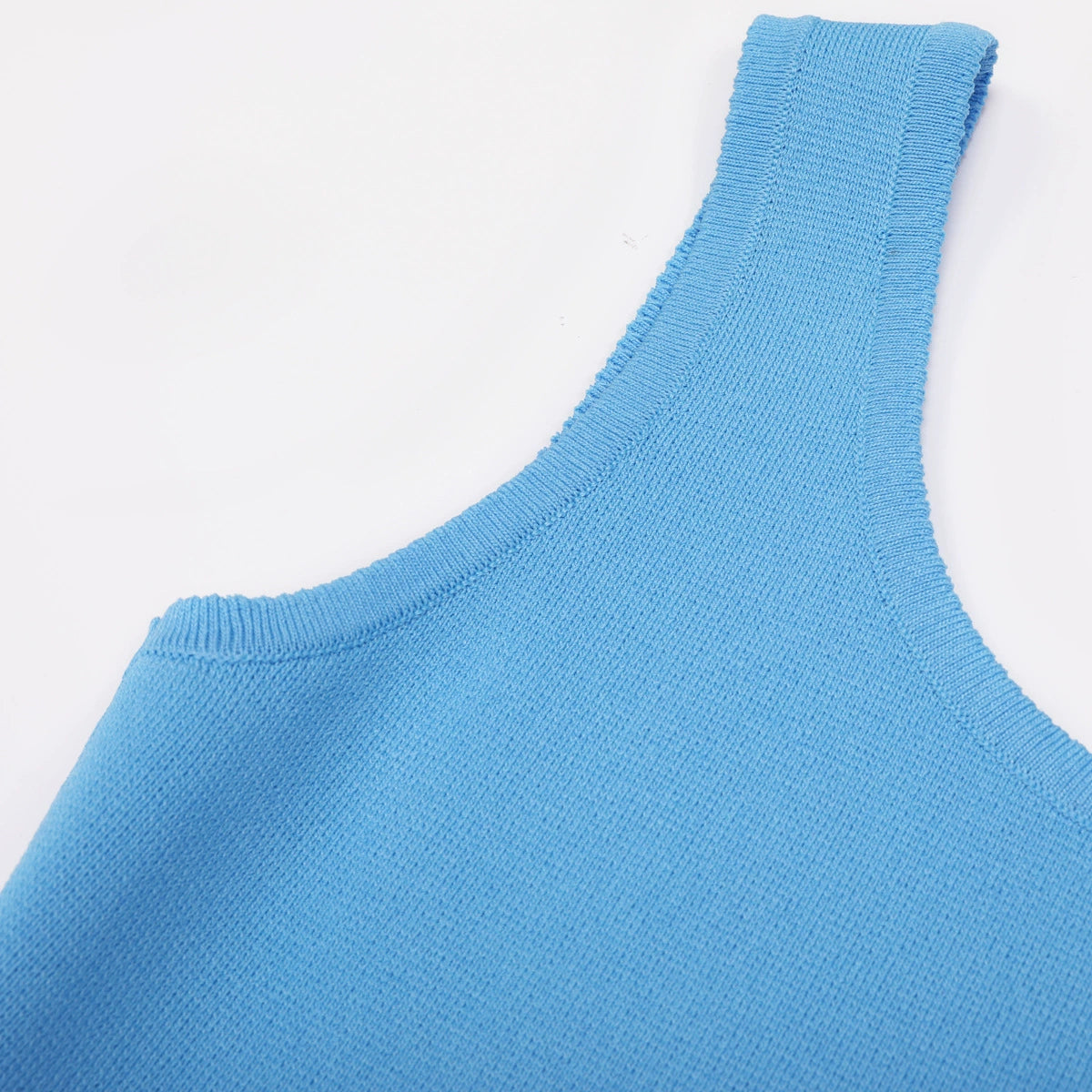 Kirby Blue Sleeveless Beaded Knit Mini Dress