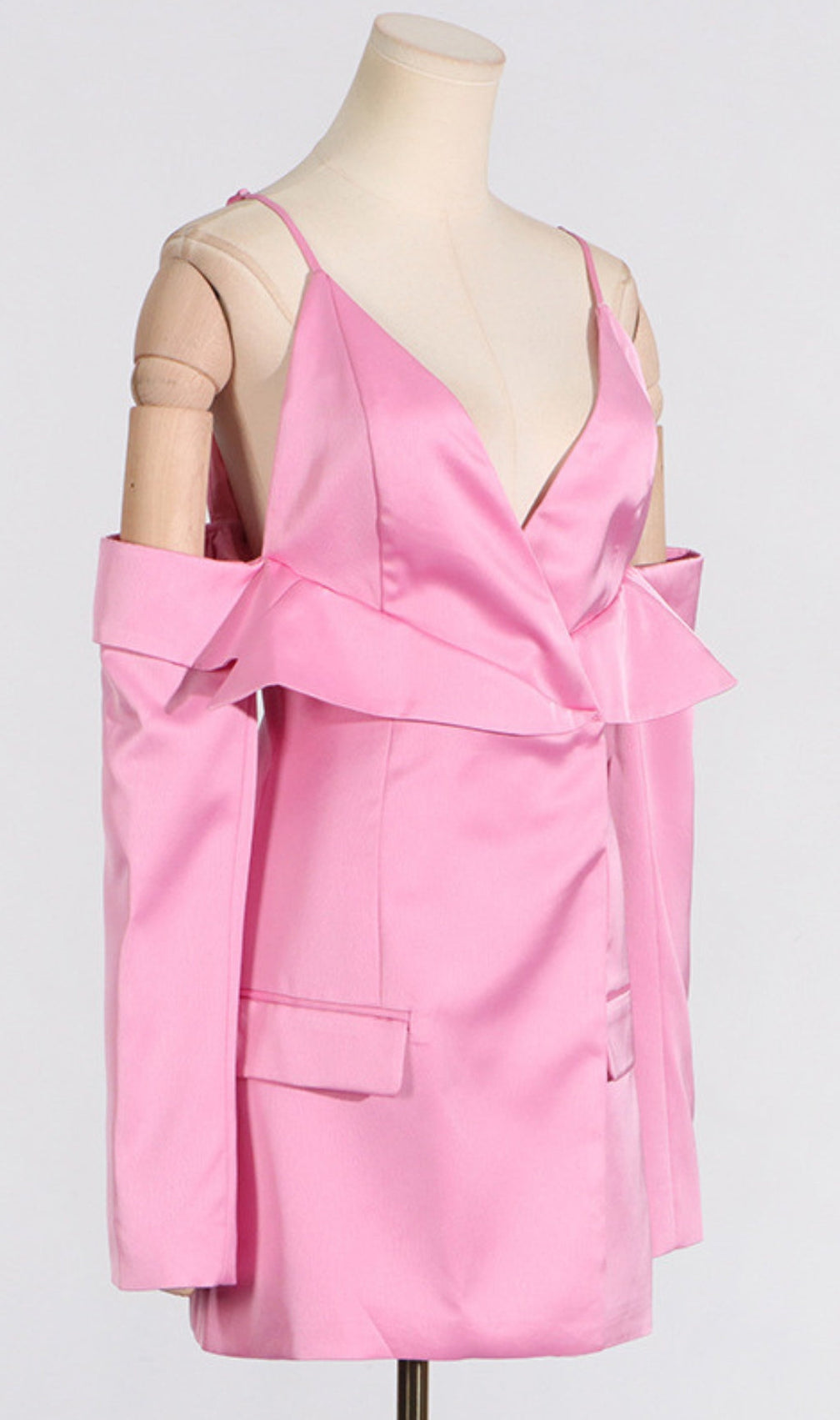 Aurera Pink Off Shoulder Mini Blazer Dress