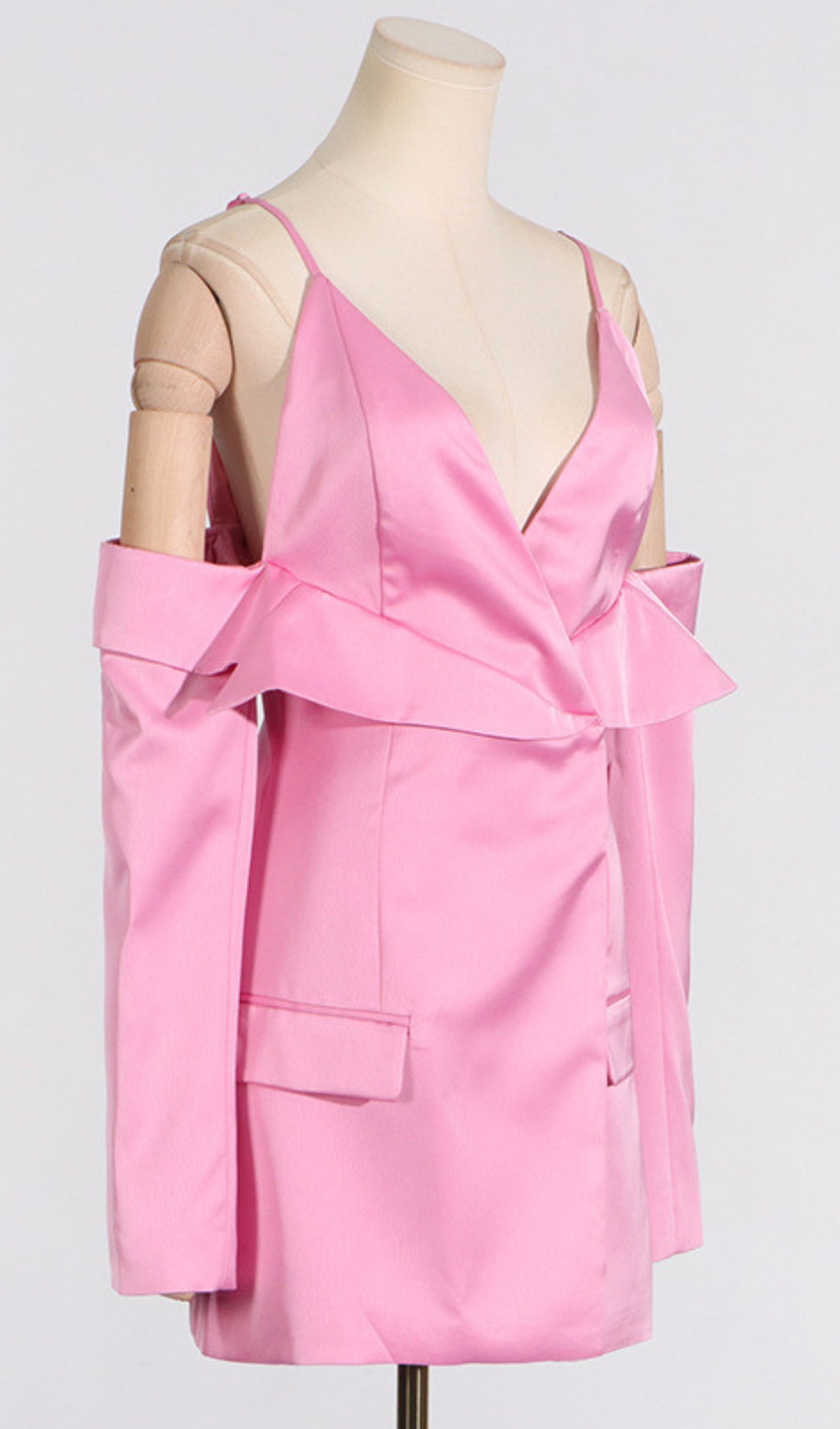 Aurera Pink Off Shoulder Mini Blazer Dress