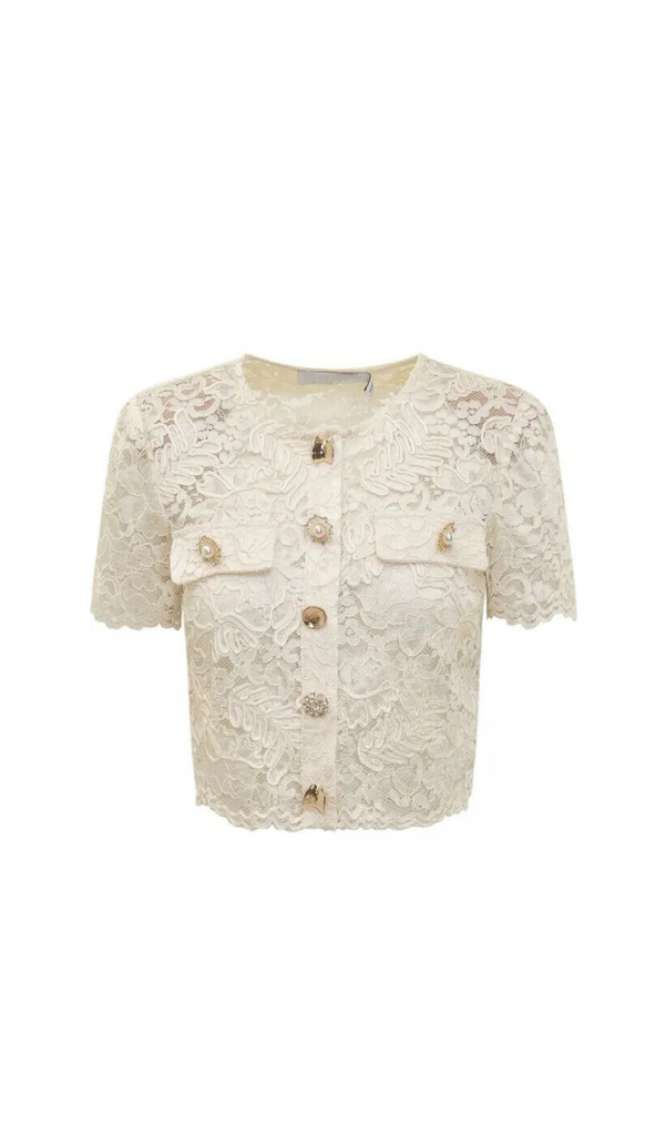 CREAM CORD LACE TOP