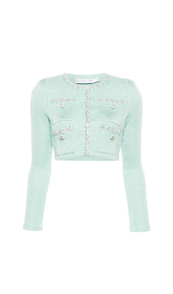 MINT SEQUIN KNIT CARDIGAN