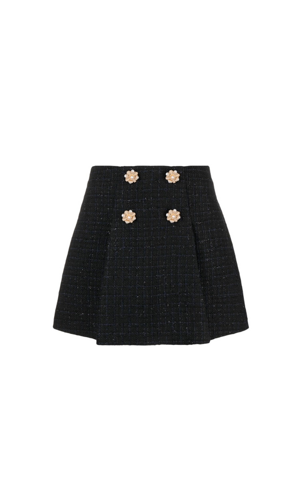 BLACK BOUCLE MINI SKIRT