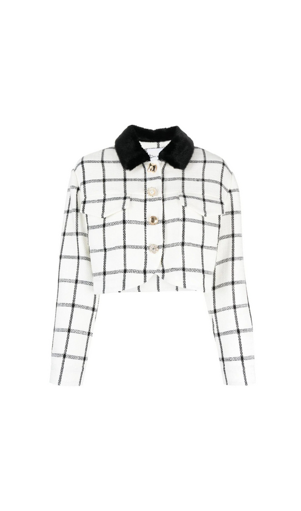 CREAM CHECK BOXY JACKET