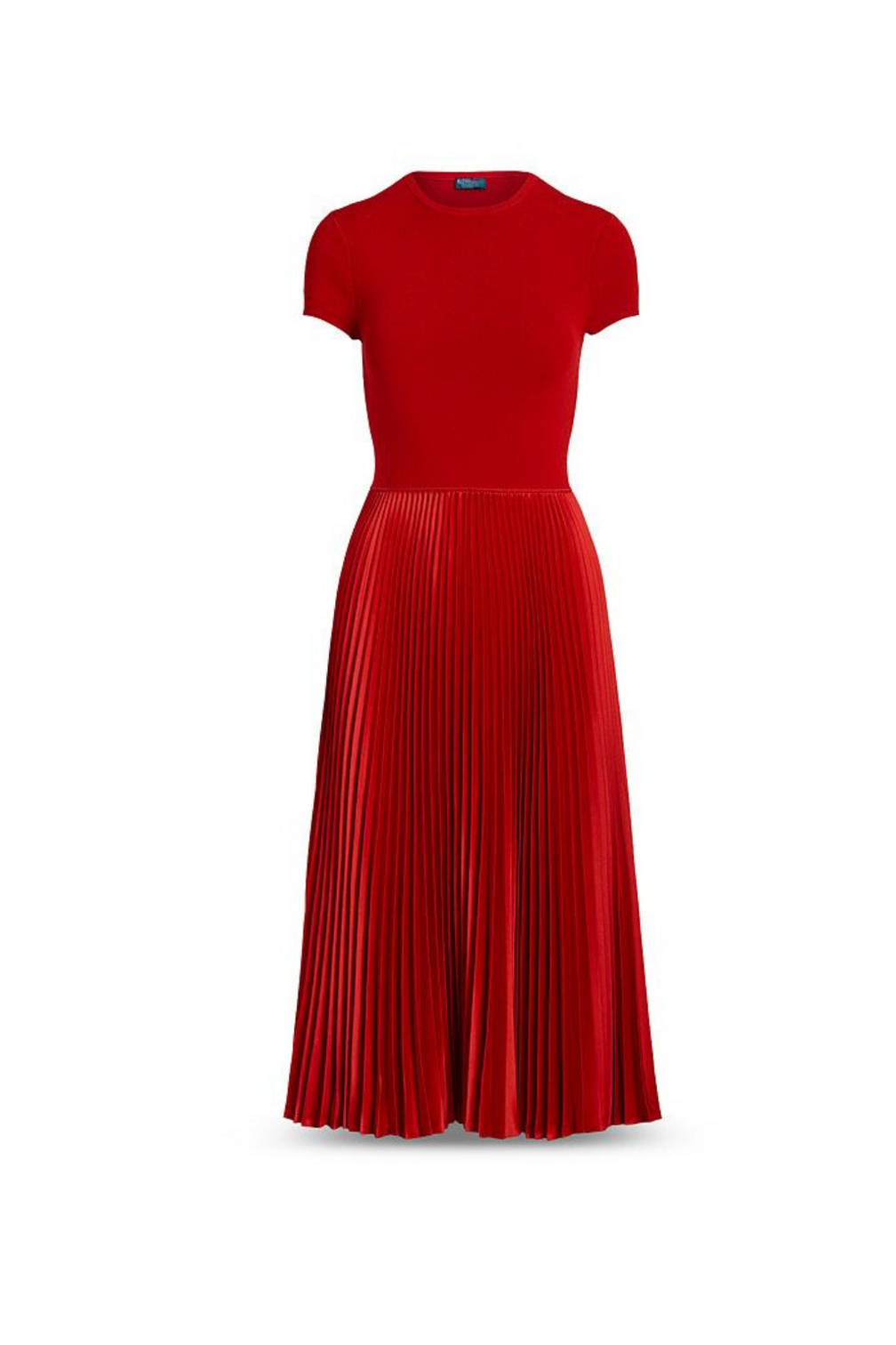 RED PLEATED MIDI DRESS