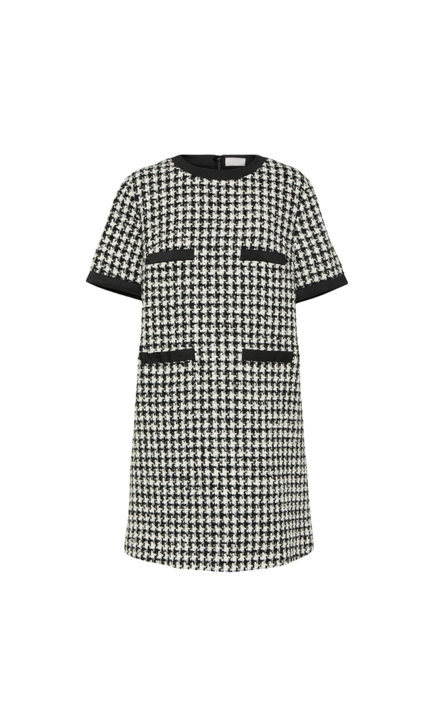 HOUNDSTOOTH TWEED MINI DRESS