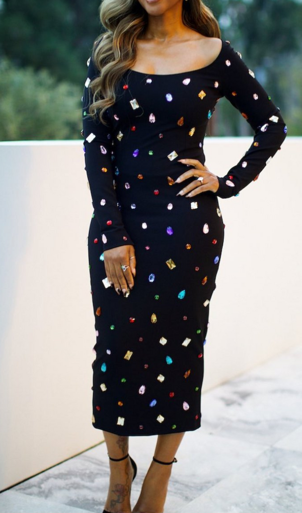 OFF-SHOULDER VELVET MIDI DRESS