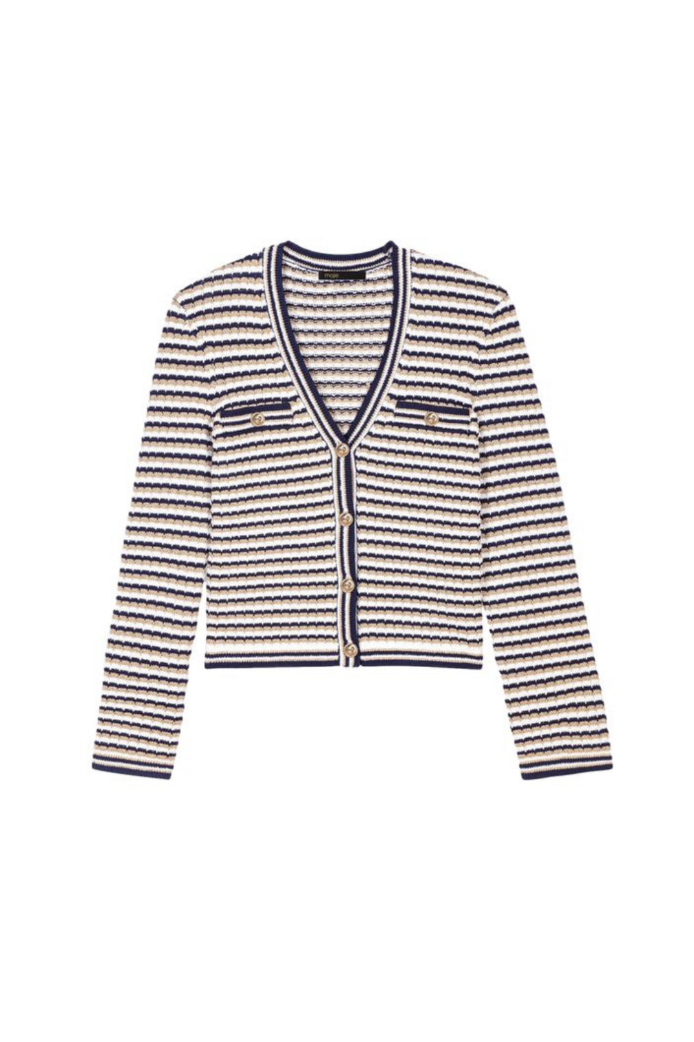 STRIPED KNIT CARDIGAN SWEATER