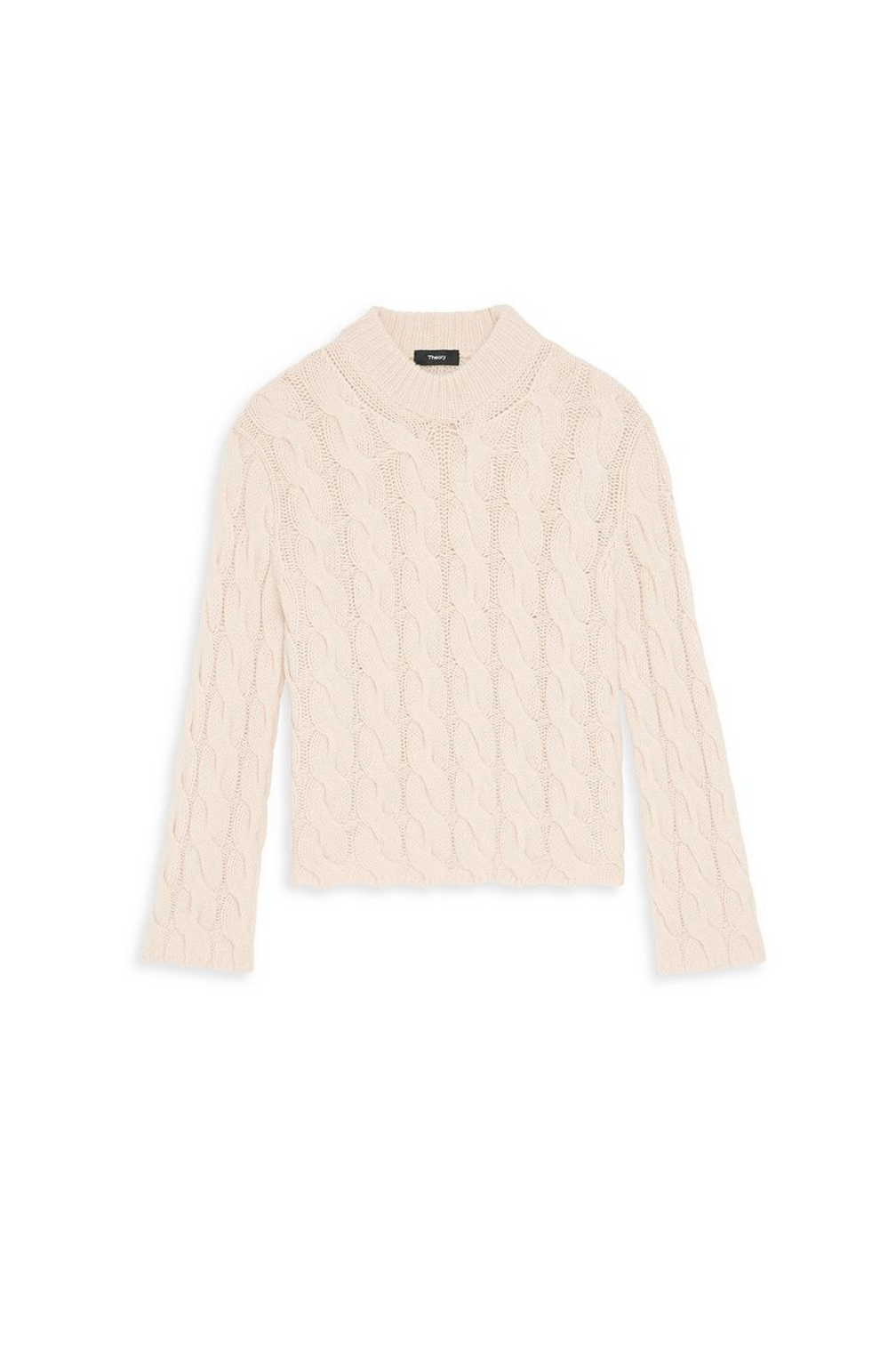 WOOL & CASHMERE CABLE KNIT MOCK NECK SWEATER
