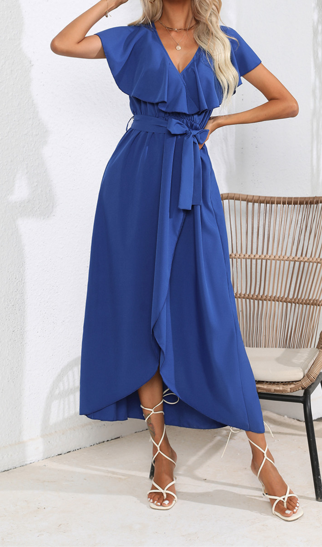 ROYAL BLUE WRAP MIDI DRESS