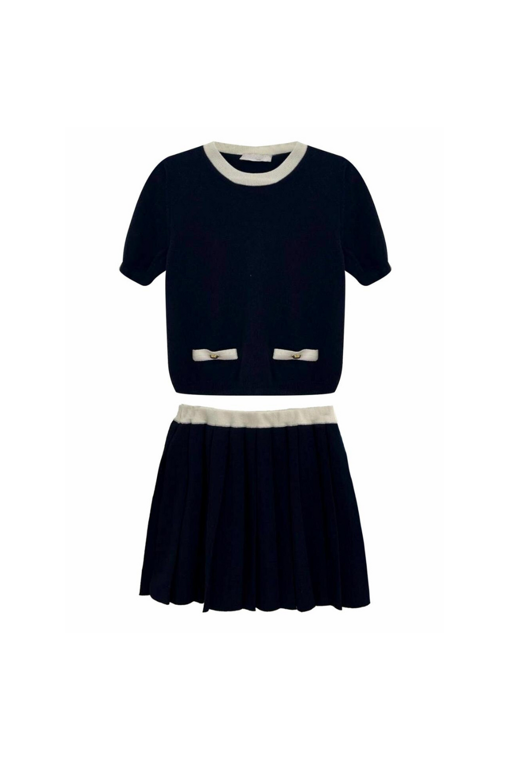 DARK BLUE WOOL SUIT WITH SKIRTS