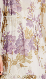 CHIFFON WISTERIA PRINTED MIDI DRESS