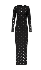 POLKA DOT LONG SLEEVE MAXI DRESS