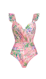 RUFFLE TRIM ONE PIECE SWIMSUIT