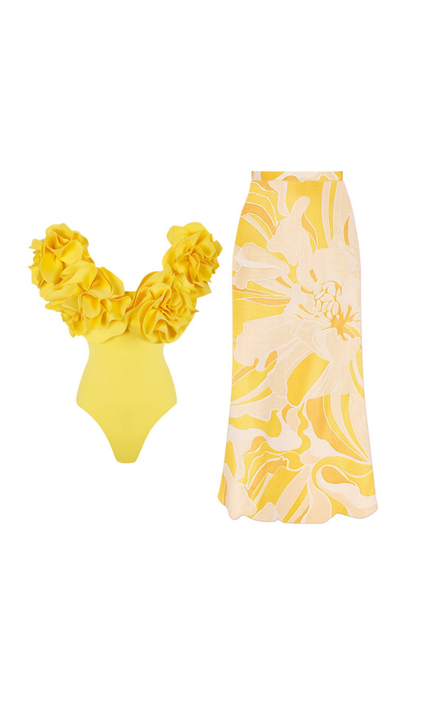 FLOWER SWIMWEAR TWO PIECE SET