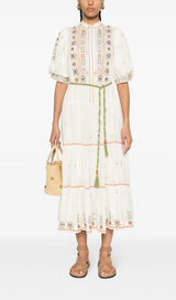 LOVELLA FLORAL-EMBROIDERED MIDI DRESS