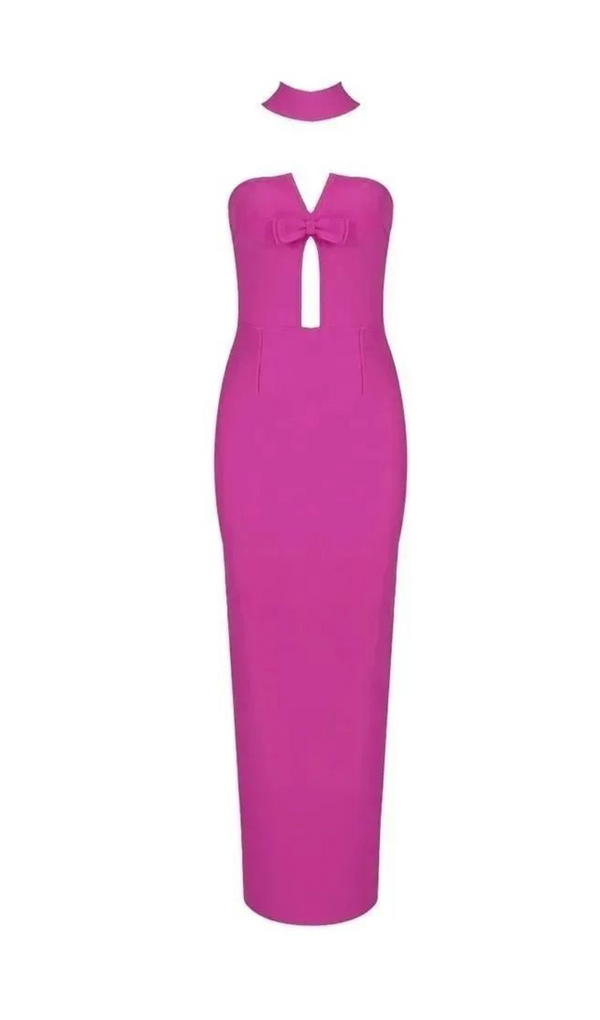 STRAPLESS HOLLOW OUT MAXI BANDAGE DRESS