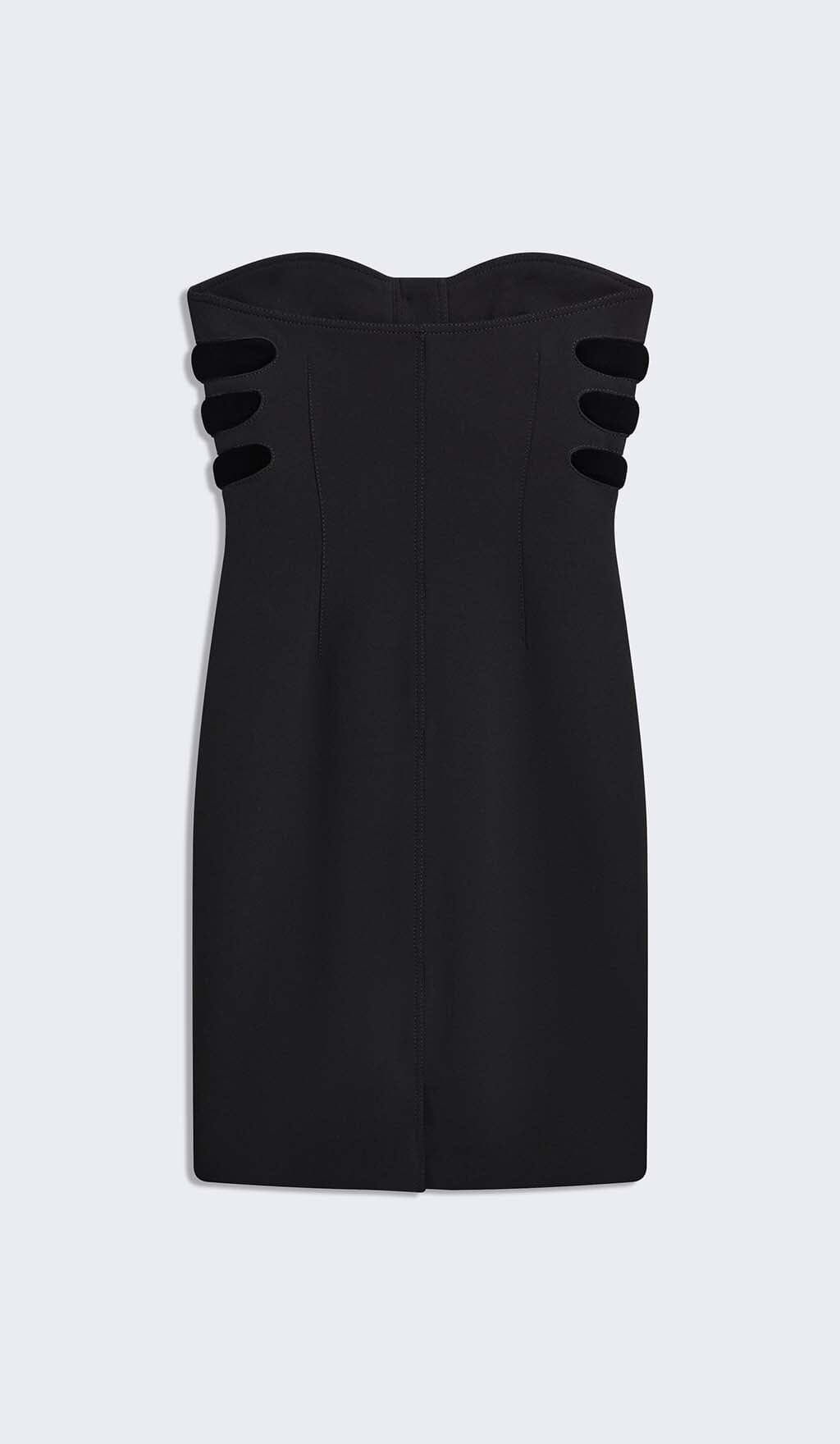 Sculpture Button Mini Dress In Black