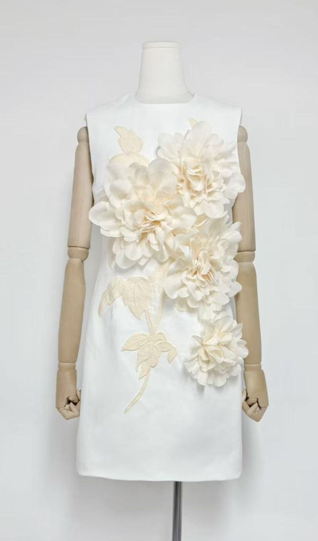 Jocasta Elegant Black Mini Dress with 3D Floral Appliqué