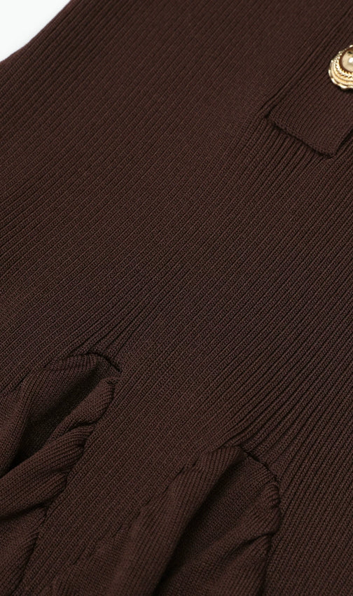 Kimi Coffee Sleeveless V-neck Knit Maxi Dress