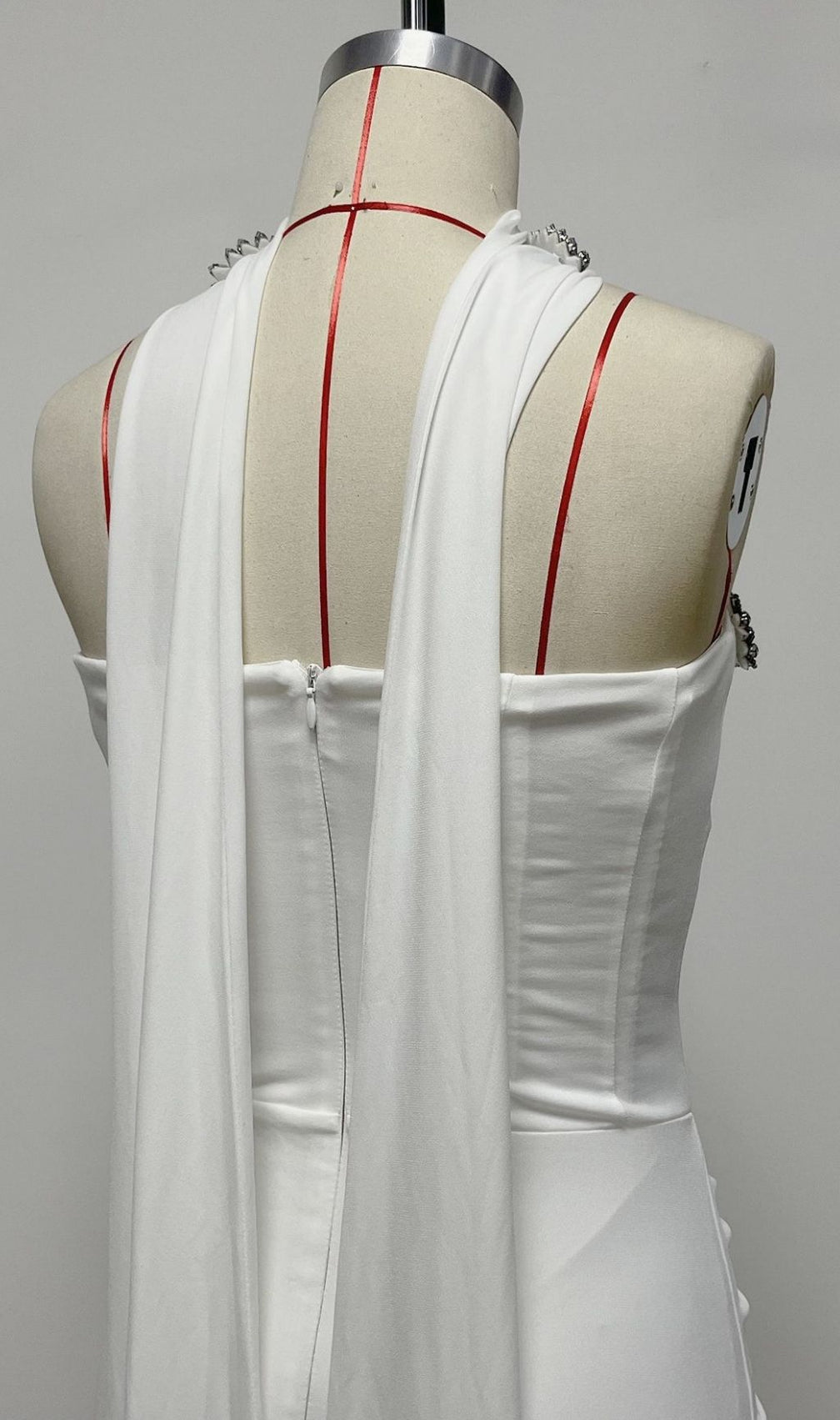 Kestrel White Diamante Ruched Maxi Gown - Elegant Evening & Gala Dress