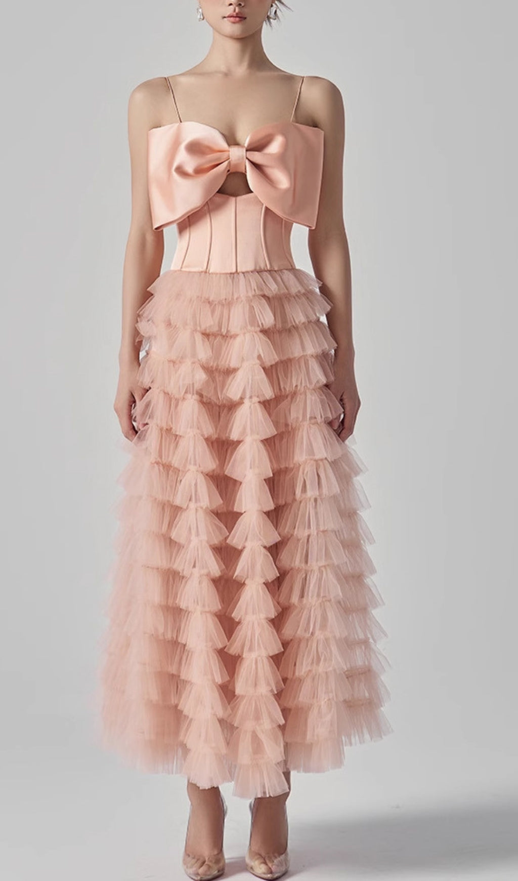 Doba Bow Mesh Maxi Dress