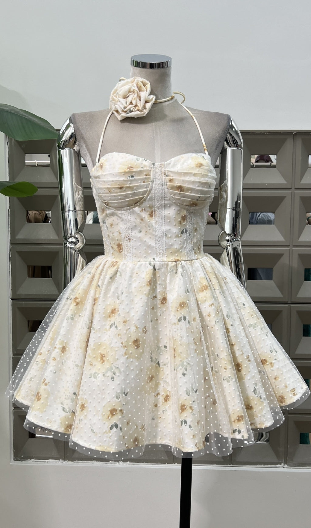 Ewelina Halter Floral Mini Dress