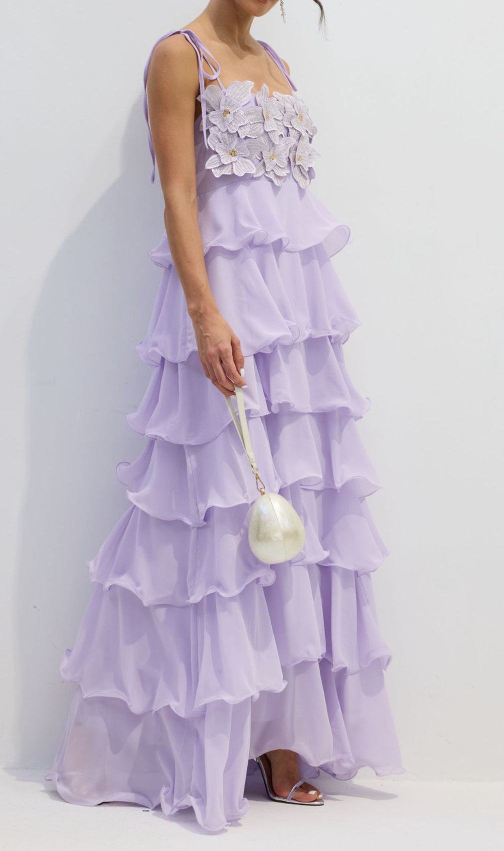 Fauve Purple Flower Tiered Maxi Dress