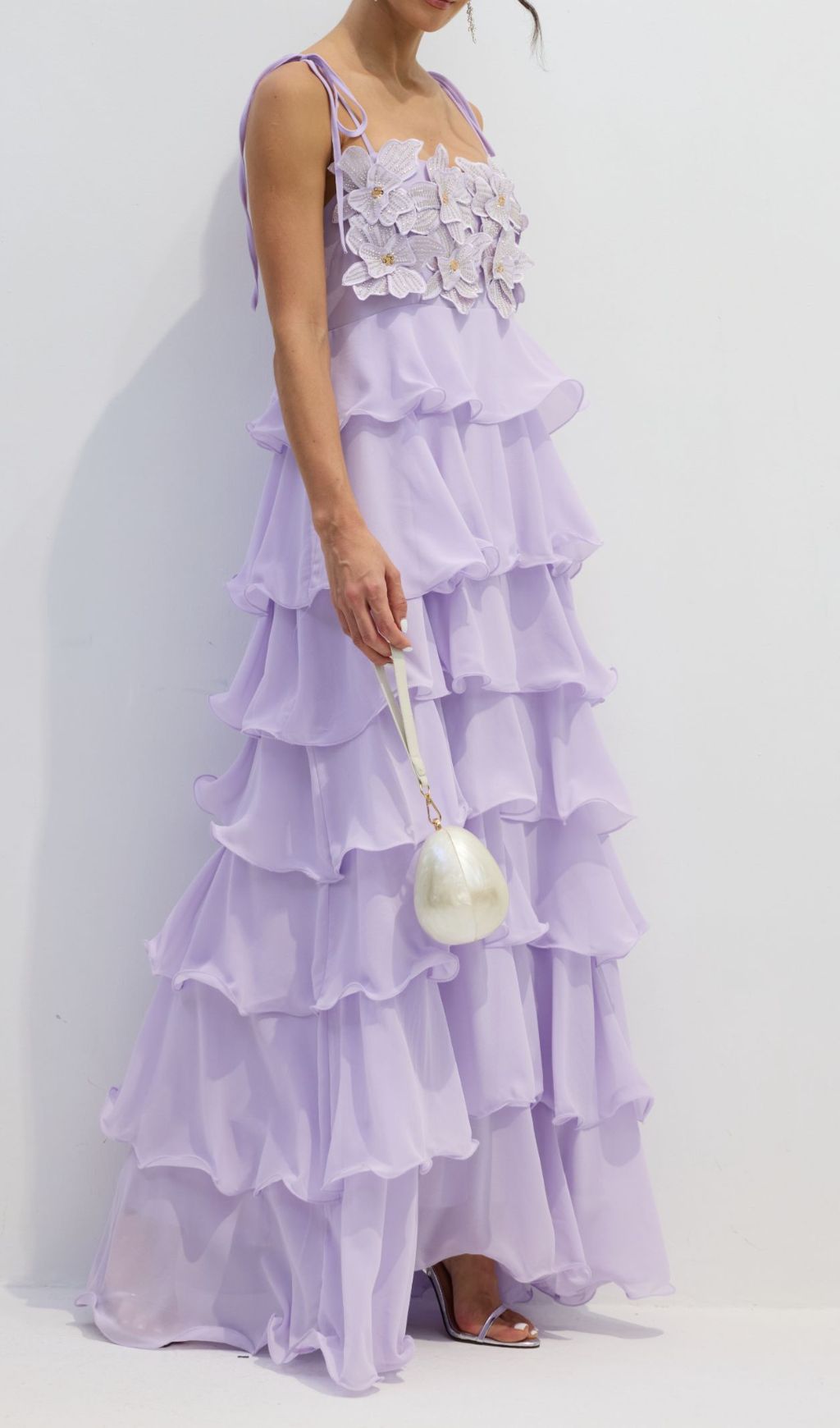 Fauve Purple Flower Tiered Maxi Dress