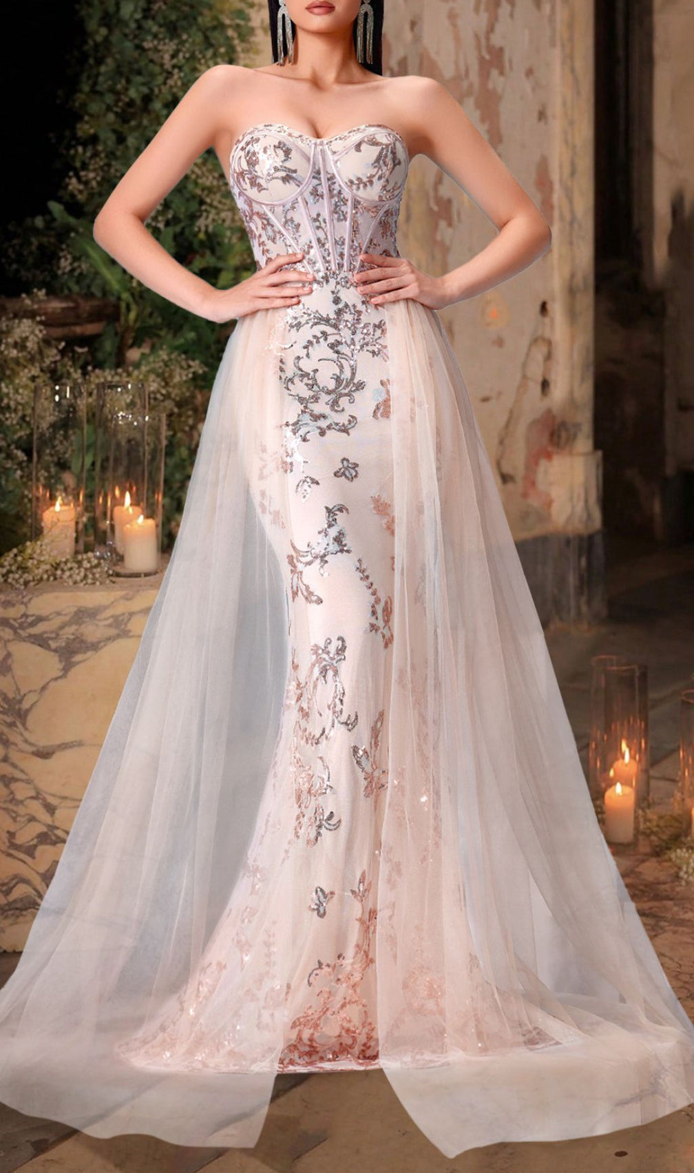 Kaily Strapless Sequin Corset Maxi Dress | Red Carpet & Gala Gown