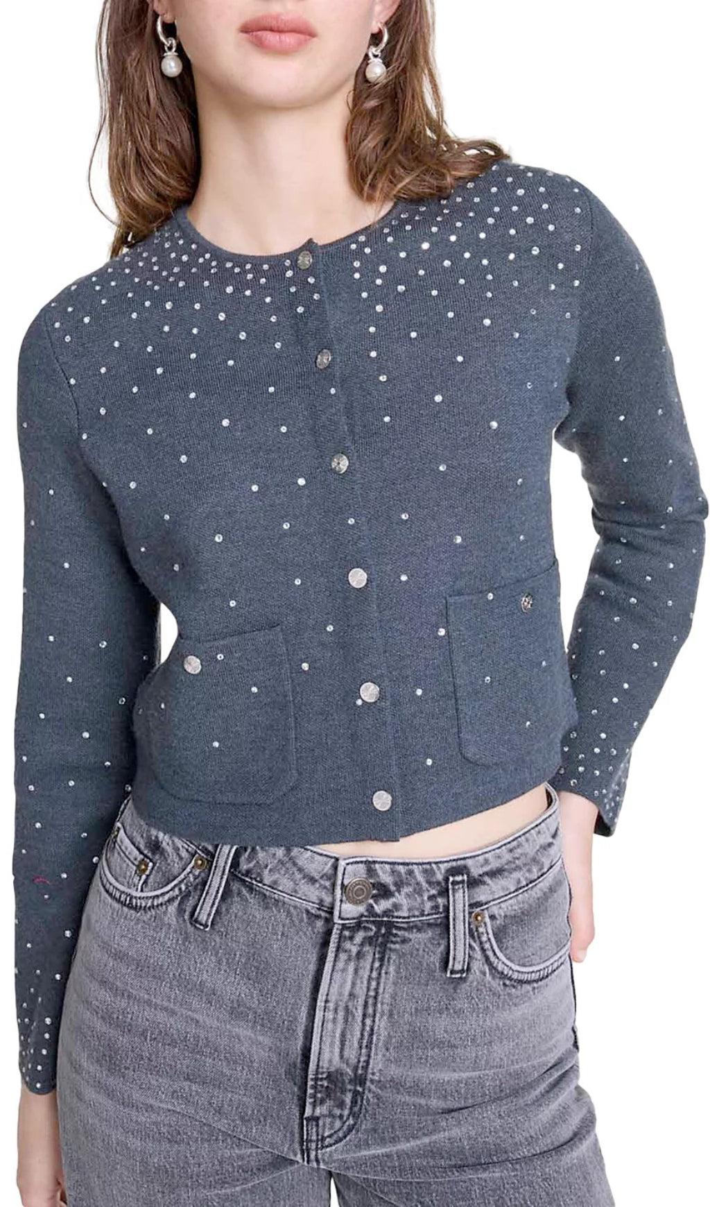 Mistrassa Rhinestone Cardigan