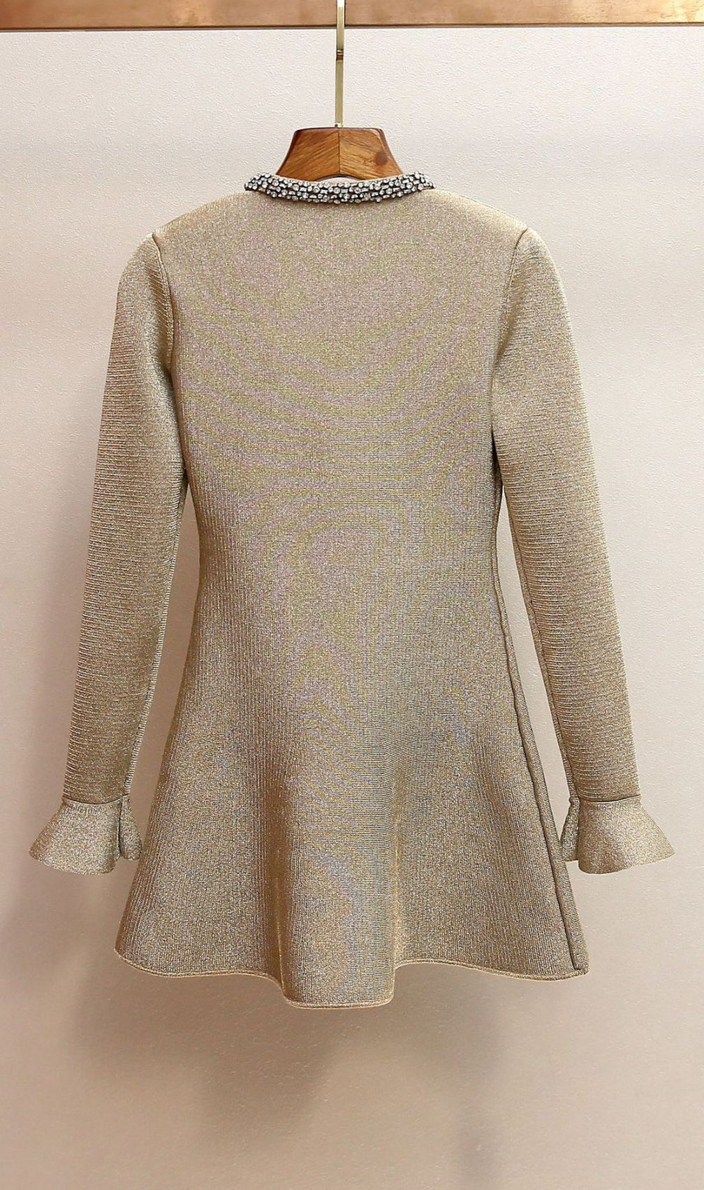 Sparkling Gold Crystal Embellished Mini Dress