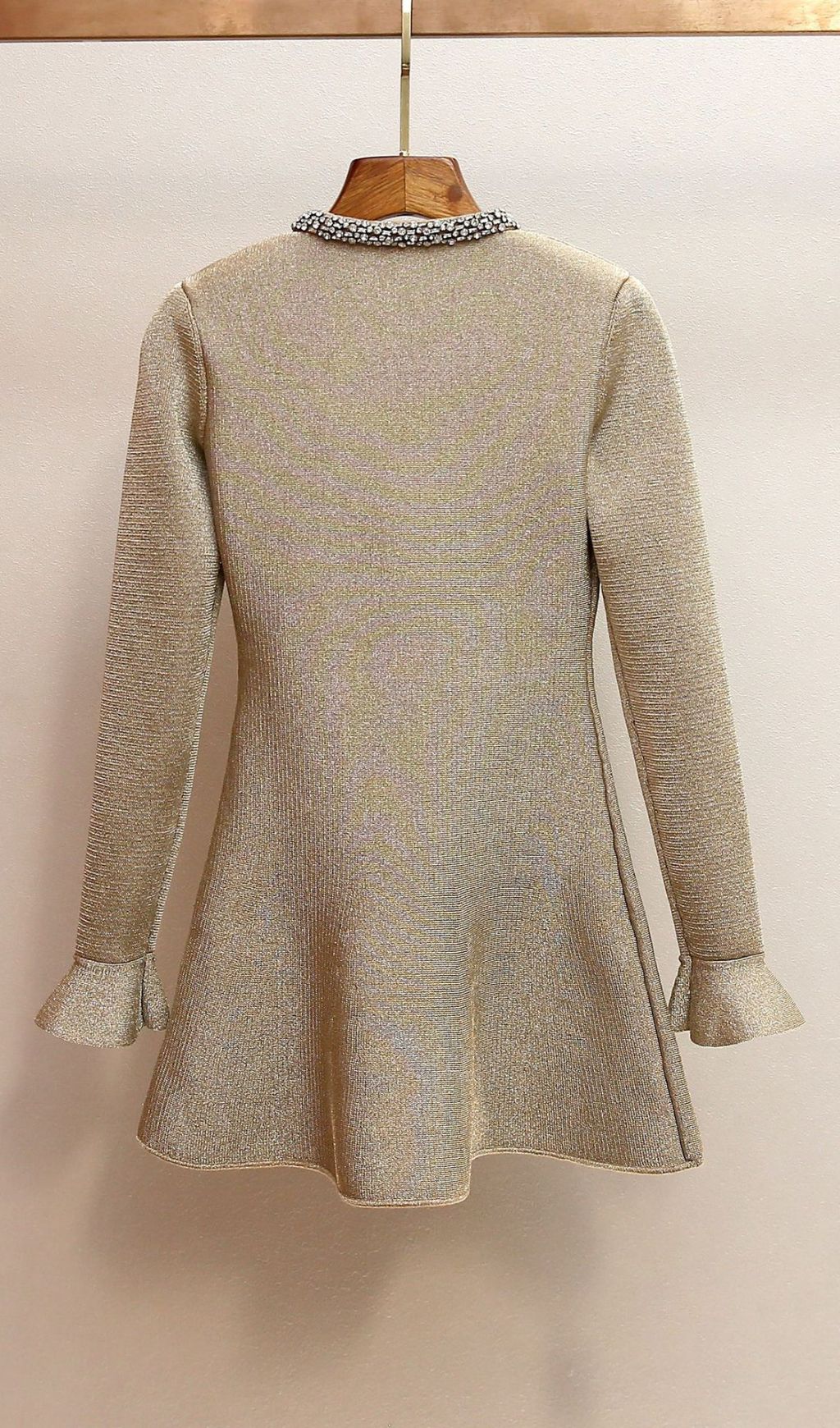 Sparkling Gold Crystal Embellished Mini Dress