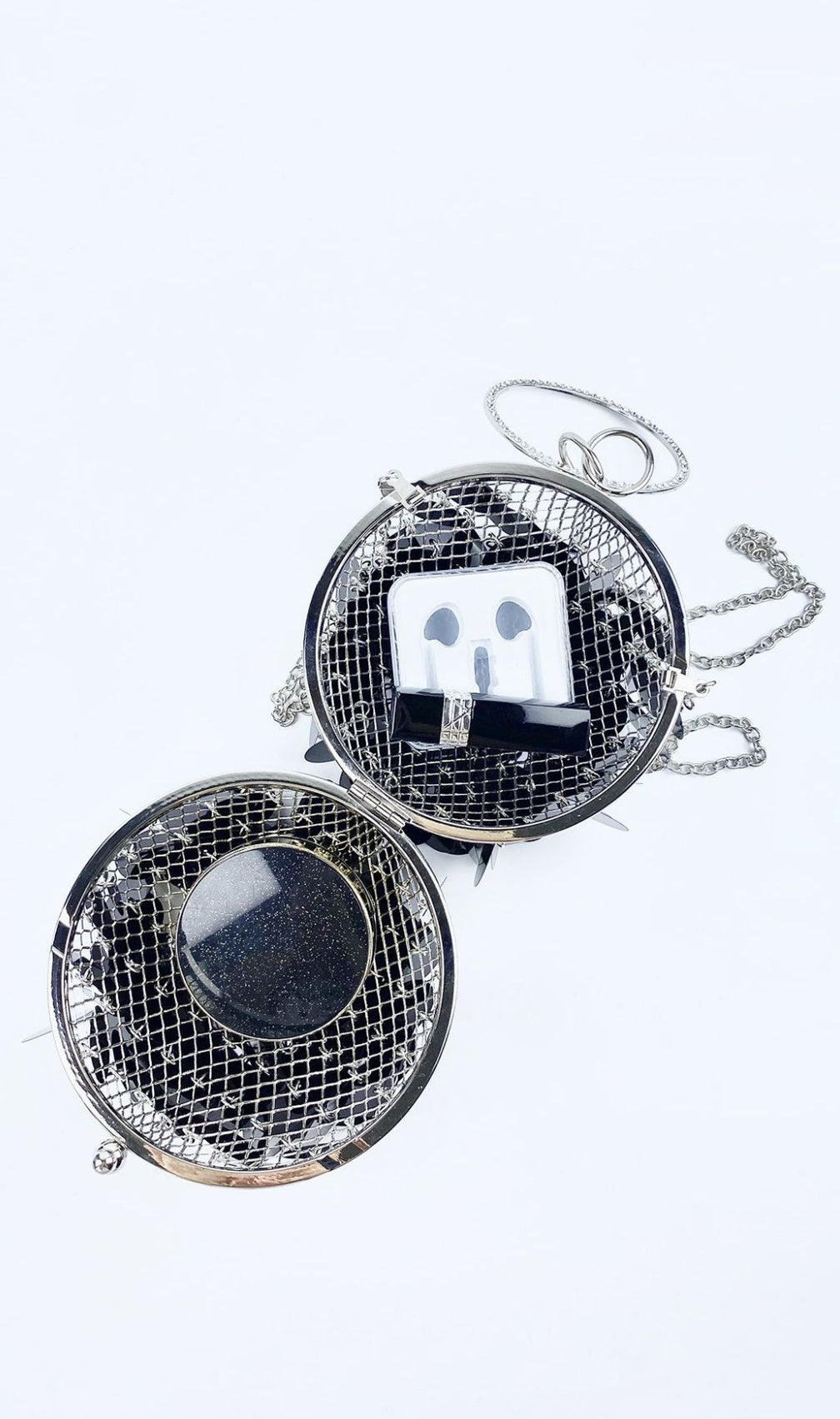 Adaiba Dazzling Black Sequin Ball Clutch - Glamorous Evening Bag with Crystal Handle