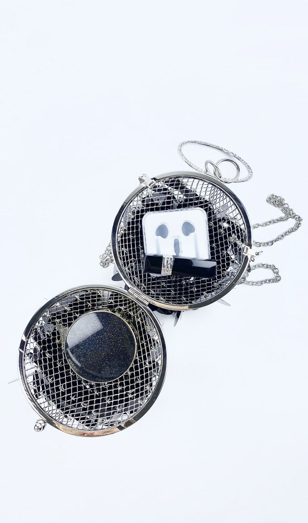 Adaiba Dazzling Black Sequin Ball Clutch - Glamorous Evening Bag with Crystal Handle