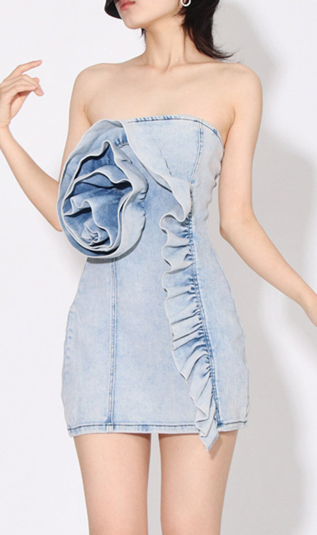 Asali Flower Denim Mini Dress