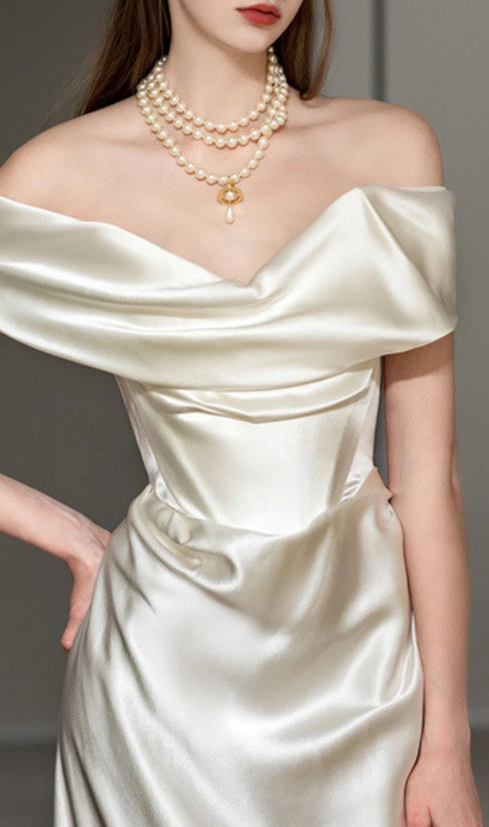 Carmiya Satin Off-Shoulder Wedding Dress