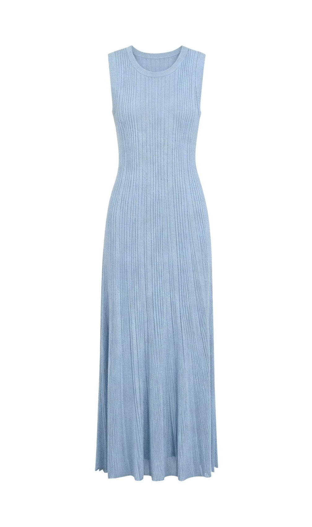 Kiandra Effortless Chic Blue Ribbed Knit Maxi Dress for Women