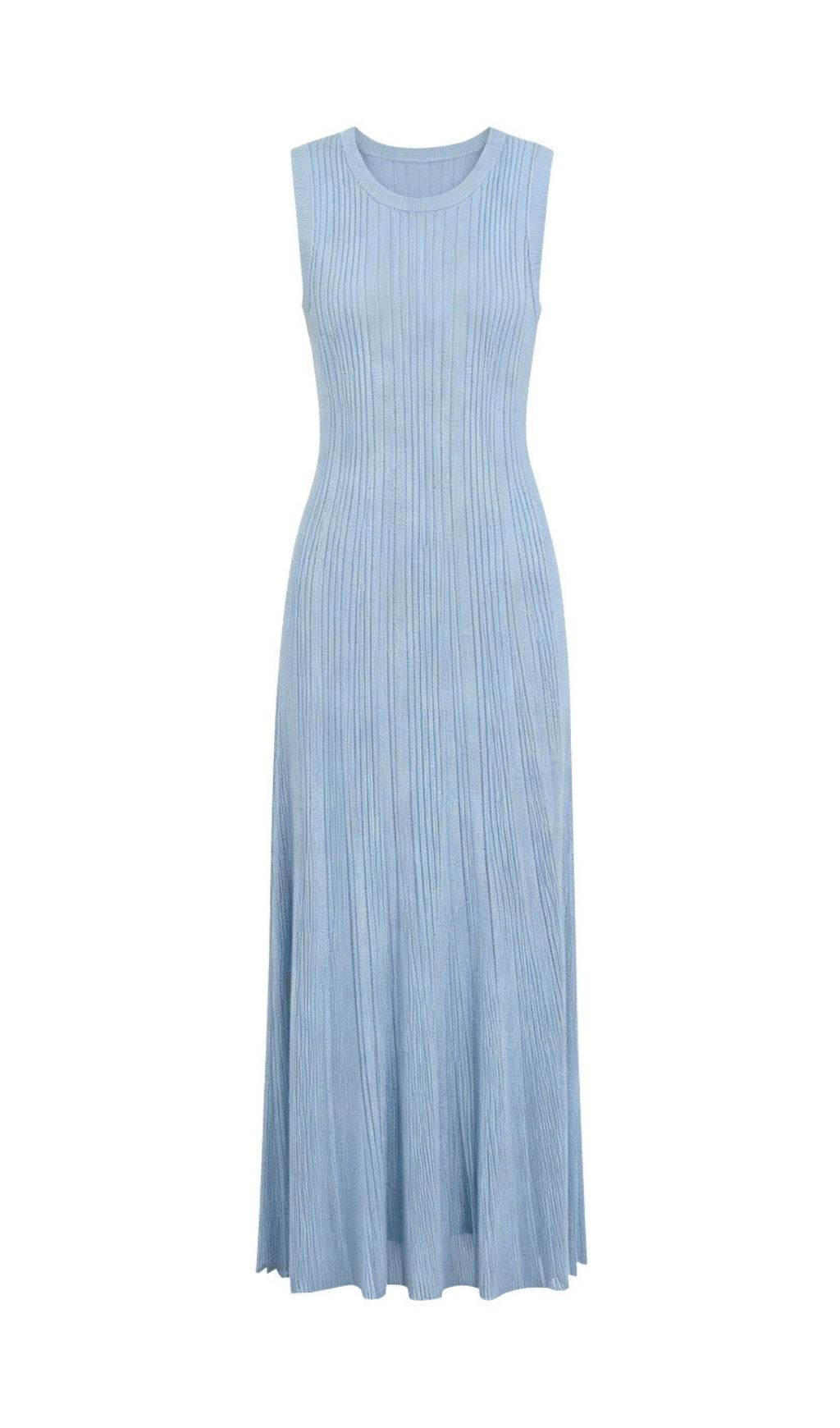 Kiandra Effortless Chic Blue Ribbed Knit Maxi Dress for Women