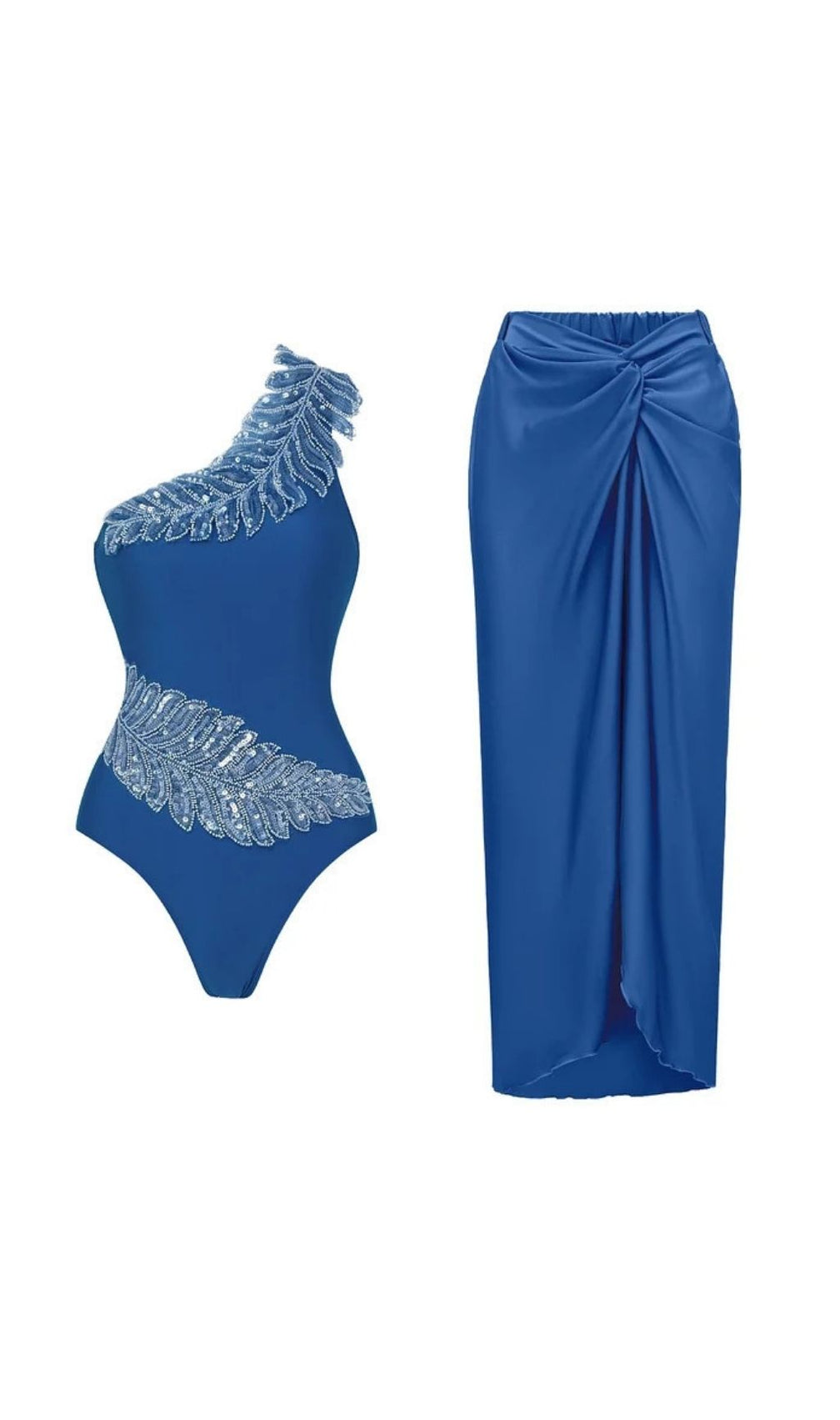 Kristian Blue Sequin One-Piece Swimsuit & Sarong