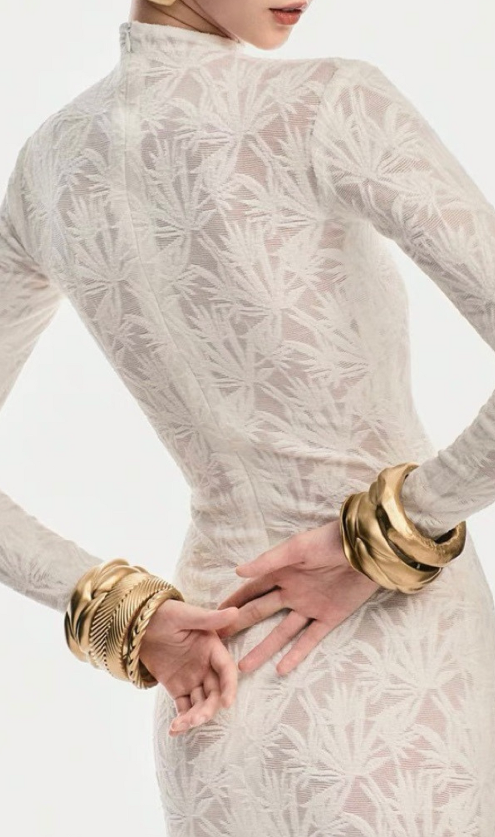 Hiroko White Lace Long Sleeve Maxi Dress