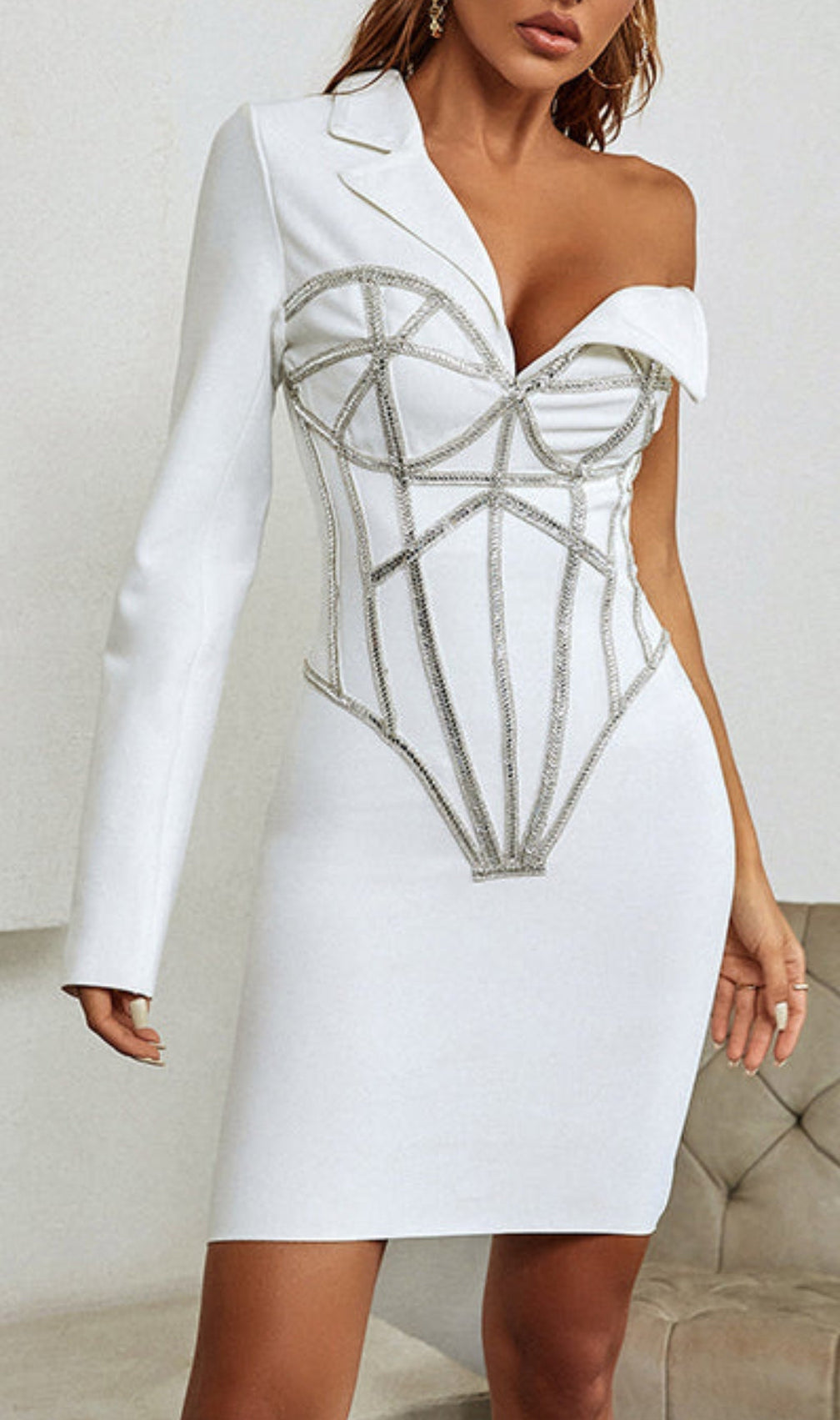 Adine Adorns Asymmetrical Mini Dress